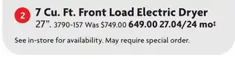Home Hardware 7 Cu. Ft. Front Load Electric Dryer offer