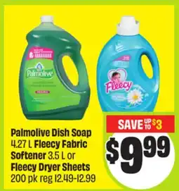 FreshCo Palmolive Dish Soap 4.27 L Fleecy Fabric Softener 3.5 L or Fleecy Dryer Sheets offer