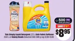 FreshCo Tide Simply Liquid Detergent 2.72 L Gain Fabric Softener 2.63 L or Downy Beads Selected offer