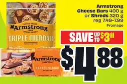 FreshCo Armstrong Cheese Bars 400g or Shreds 320g offer