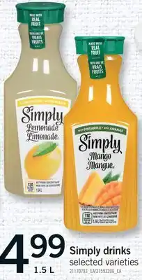 Fortinos SIMPLY DRINKS offer