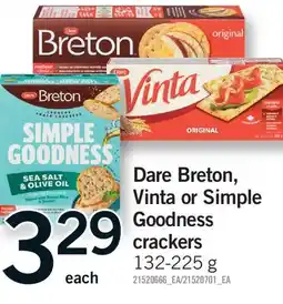 Fortinos DARE BRETON, VINTA OR SIMPLE GOODNESS CRACKERS offer
