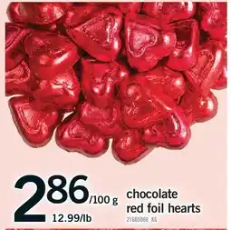 Fortinos CHOCOLATE RED FOIL HEARTS offer
