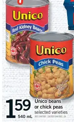 Fortinos UNICO BEANS OR CHICK PEAS offer
