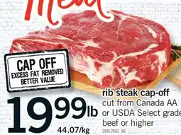Fortinos RIB STEAK CAP-OFF offer