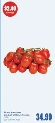 Wholesale Club ROMA TOMATOES, 25 LB offer