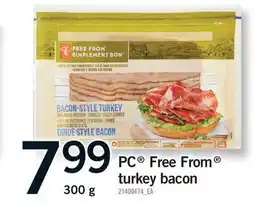 Fortinos PC FREE FROM TURKEY BACON offer