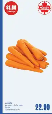 Wholesale Club CARROTS, 50 LB offer