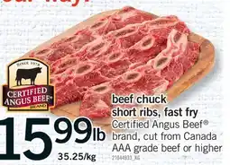Fortinos BEEF CHUCK SHORT RIBS, FAST FRY offer
