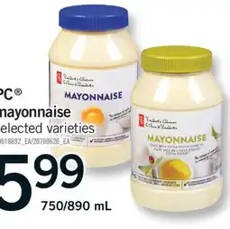 Fortinos PC MAYONNAISE, 750/890 ML offer