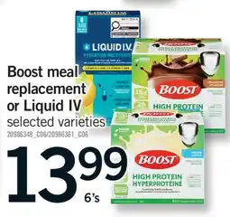 Fortinos BOOST MEAL REPLACEMENT OR LIQUID IV, 6'S offer