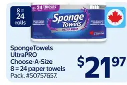 Walmart SpongeTowels UltraPRO Choose-A-Size 8 = 224 paper towels offer