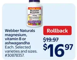 Walmart Webber Naturals magnesium, vitamin B or ashwagandha offer