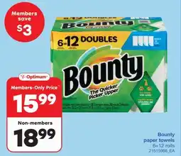 Wholesale Club BOUNTY PAPER TOWELS, 6=12 ROLLS offer