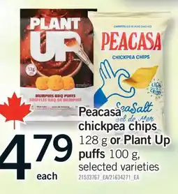 Fortinos PEACASA CHICKPEA CHIPS, 128 G OR PLANT UP PUFFS, 100 G offer