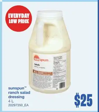 Wholesale Club SUNSPUN RANCH SALAD DRESSING offer