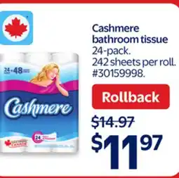 Walmart Cashmere bathroom tissue 24-pack offer