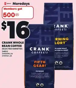 Independent Grocer CRANK WHOLE BEAN COFFEE offer