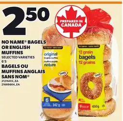 Independent Grocer NO NAME BAGELS OR ENGLISH MUFFINS, 6'S offer