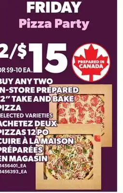 Independent Grocer IN-STORE PREPARED 12 TAKE AND BAKE PIZZA offer