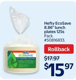 Walmart Hefty EcoSave 8.86 lunch plates 125s offer
