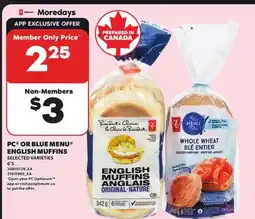 Independent Grocer PC OR BLUE MENU ENGLISH MUFFINS, 6'S offer