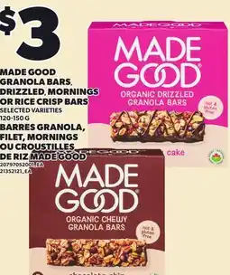 Independent Grocer MADE GOOD GRANOLA BARS, DRIZZLED, MORNING OR RICE CRISP BARS offer