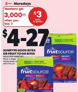 Independent Grocer SUNRYPE GOOD BITES OR FRUIT TO GO BITES, 112G-1.11 KG offer
