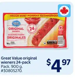 Walmart Great Value original wieners 24-pack offer