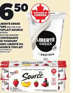 Independent Grocer LIBERTE GREEK TUBS, 650/750 G OR YOPLAIT SOURCE offer
