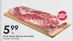 Sobeys Fresh Whole Skinless Pork Belly offer