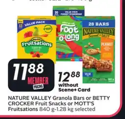 Sobeys NATURE VALLEY Granola Bars or BETTY CROCKER Fruit Snacks or MOTT'S Fruitsations offer