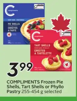 Sobeys COMPLIMENTS Frozen Pie Shells, Tart Shells or Phyllo Pastry offer
