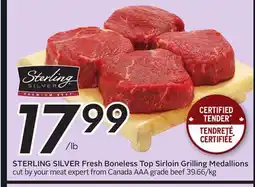 Sobeys STERLING SILVER Fresh Boneless Top Sirloin Grilling Medallions offer