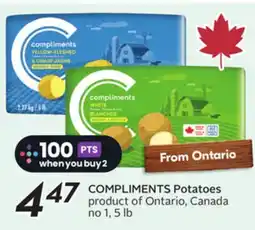 Sobeys COMPLIMENTS Potatoes product of Ontario, Canada offer