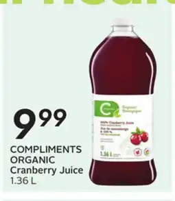 Sobeys COMPLIMENTS ORGANIC Cranberry Juice offer