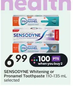Sobeys SENSODYNE Whitening or Pronamel Toothpaste offer