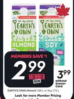 Sobeys EARTH'S OWN Almond offer