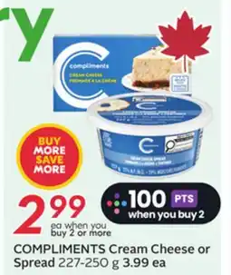 Sobeys COMPLIMENTS Cream Cheese or Spread offer