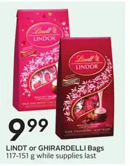 Sobeys LINDT or GHIRARDELLI Bags offer