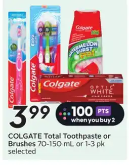 Sobeys COLGATE Total Toothpaste or Brushes offer
