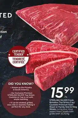 Sobeys STERLING SILVER Fresh Boneless Top Sirloin Cap/Coulotte Premium Oven Roast offer