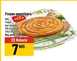 Mayrand Alfa Frozen appetizers offer