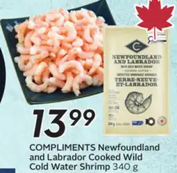 Sobeys COMPLIMENTS Newfoundland and Labrador Cooked Wild Cold Water Shrimp offer