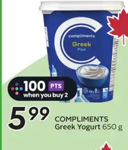 Sobeys COMPLIMENTS Greek Yogurt offer