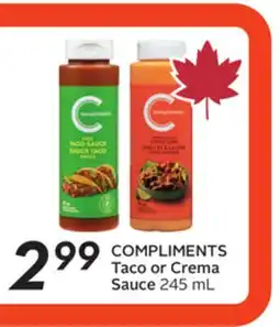 Sobeys COMPLIMENTS Taco or Crema Sauce offer