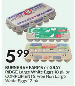 Sobeys BURNBRAE FARMS or GRAY RIDGE Large White Eggs offer