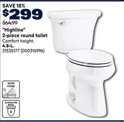 RONA KOHLER Highline 2-piece round toilet offer