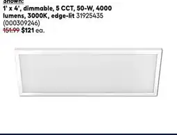 RONA Light panels and troffers 1' x 4', dimmable, 5 CCT, 50-W, 4000 lumens, 3000K, edge-lit offer