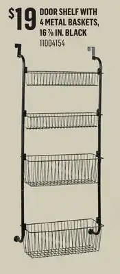 Canac Door Shelf With 4 Metal Baskets, 16 7/8 in. Black offer
